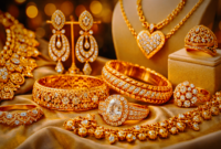 Gambar Ilustrasi berbagai macam perhiasan Emas (AI)