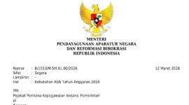 Surat MenPAN RB yang meminta semua kementerian dan lembaga menyiapkan kebutuhan ASN 2026.