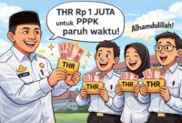 Gambar karikatur pppk paruh waktu terima THR 2026