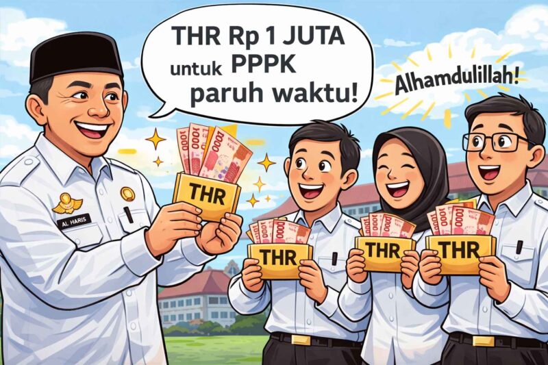 Gambar karikatur pppk paruh waktu terima THR 2026