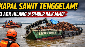 Kapal Muatan Sawit Tenggelam di Simbur Naik Jambi, 3 ABK dalam Pencarian