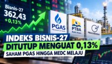 Indeks Bisnis-27 Menguat 0,13%, PGAS Melonjak 8,64%, PTBA dan MEDC Ikut Menguat