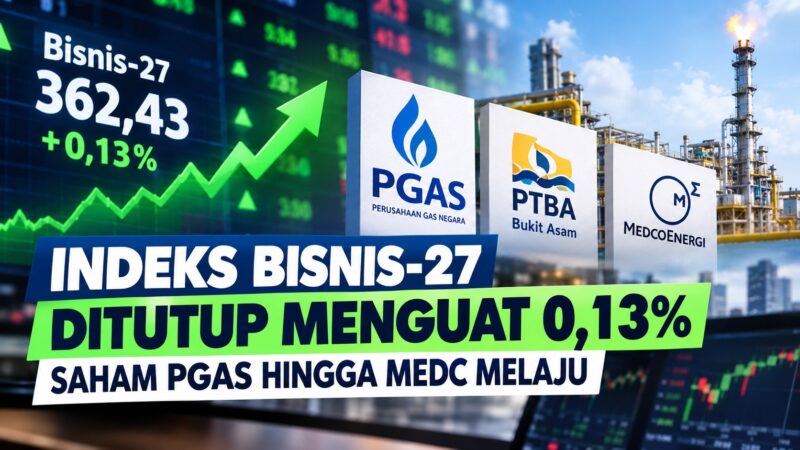 Indeks Bisnis-27 Menguat 0,13%, PGAS Melonjak 8,64%, PTBA dan MEDC Ikut Menguat
